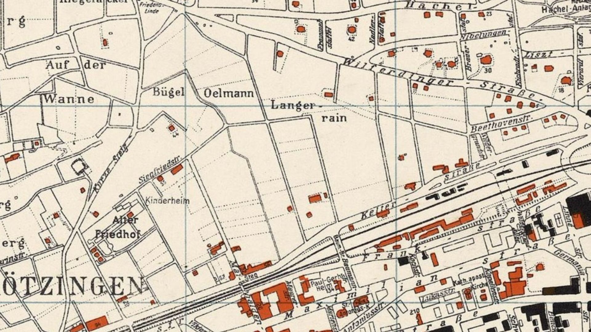 Karte der Zerstörung in Pforzheim nach Angriff 1945 - Historisches Ereignis